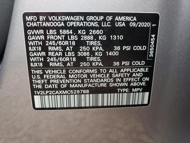 2021 VOLKSWAGEN ATLAS SE 1V2LP2CAXMC529788