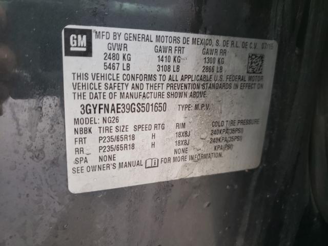 2016 CADILLAC SRX 3GYFNAE39GS501650