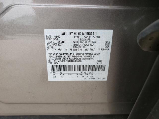 2017 LINCOLN MKX RESERV 2LMPJ8LR2HBL30575