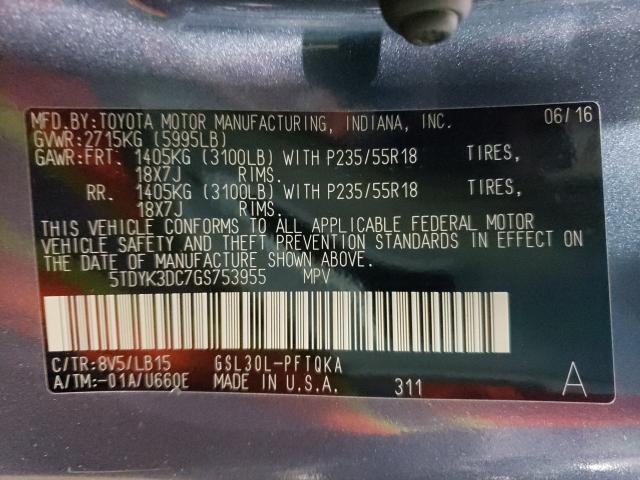 2016 TOYOTA SIENNA L 5TDYK3DC7GS753955