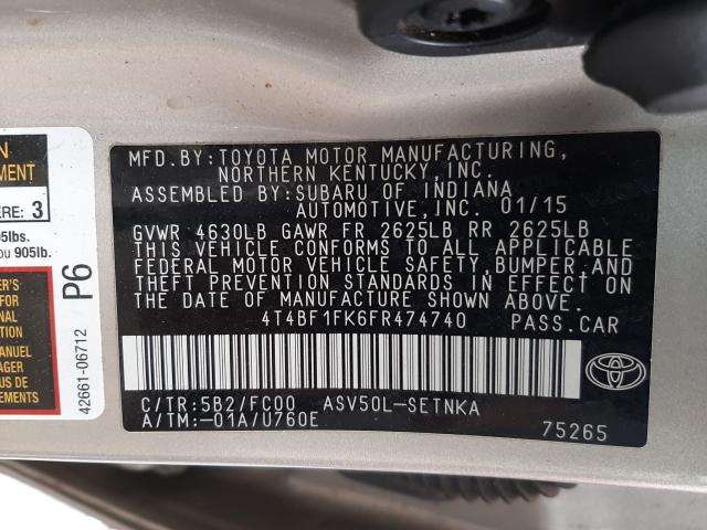 2015 TOYOTA CAMRY LE 4T4BF1FK6FR474740
