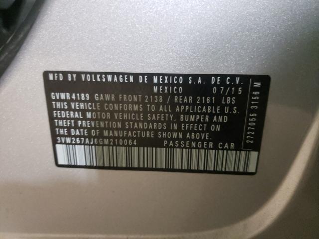 2016 VOLKSWAGEN JETTA S 3VW267AJ6GM210064