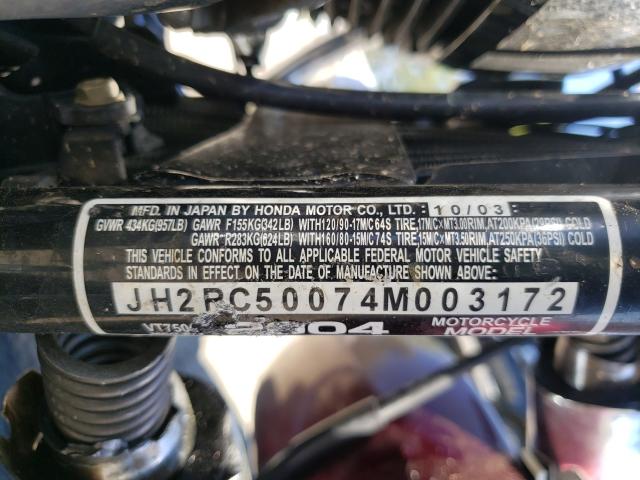 2004 HONDA VT750 C JH2RC50074M003172