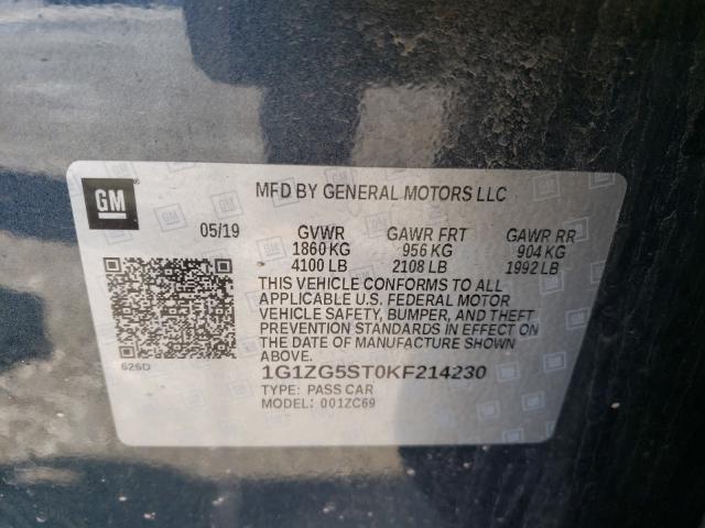 2019 CHEVROLET MALIBU RS 1G1ZG5ST0KF214230