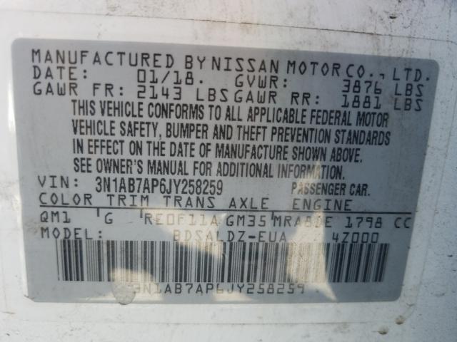 2018 NISSAN SENTRA/S/S 3N1AB7AP6JY258259