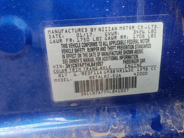 2017 NISSAN VERSA S 3N1CN7AP7HL841057