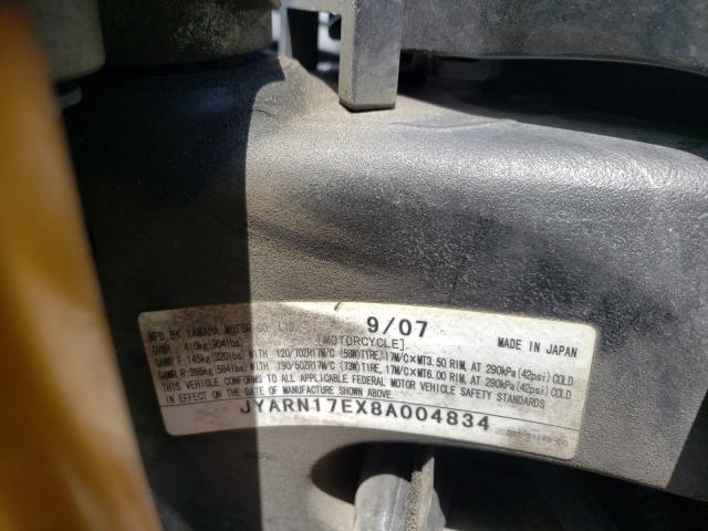 2008 YAMAHA FZ1 S JYARN17EX8A004834
