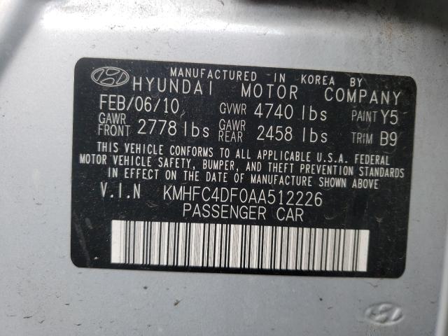 2010 HYUNDAI AZERA GLS KMHFC4DF0AA512226