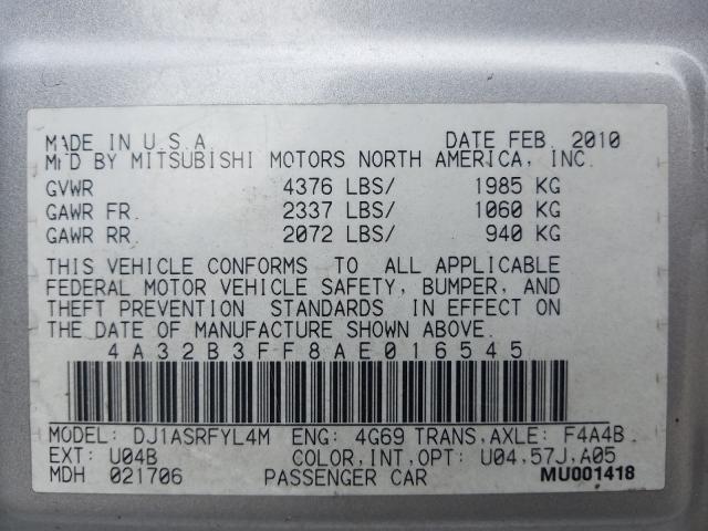 2010 MITSUBISHI GALANT ES 4A32B3FF8AE016545