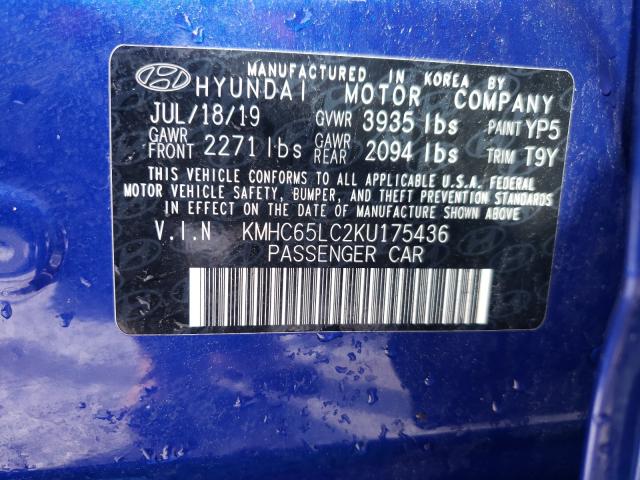 2019 HYUNDAI IONIQ BLUE KMHC65LC2KU175436