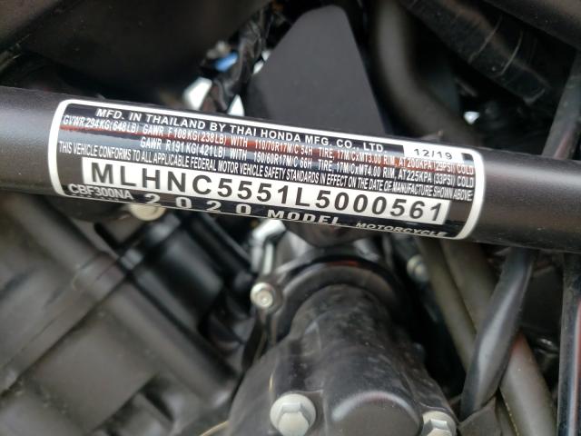 2020 HONDA CBF300 NA MLHNC5551L5000561