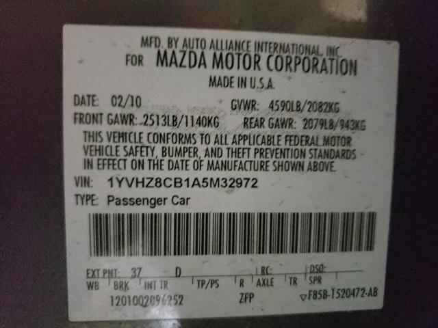 2010 MAZDA 6 S 1YVHZ8CB1A5M32972