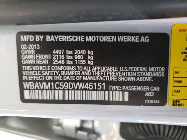 2013 BMW X1 SDRIVE2 WBAVM1C59DVW46151