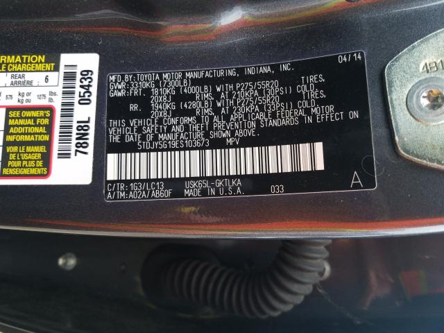 2014 TOYOTA SEQUOIA LI 5TDJY5G19ES103673