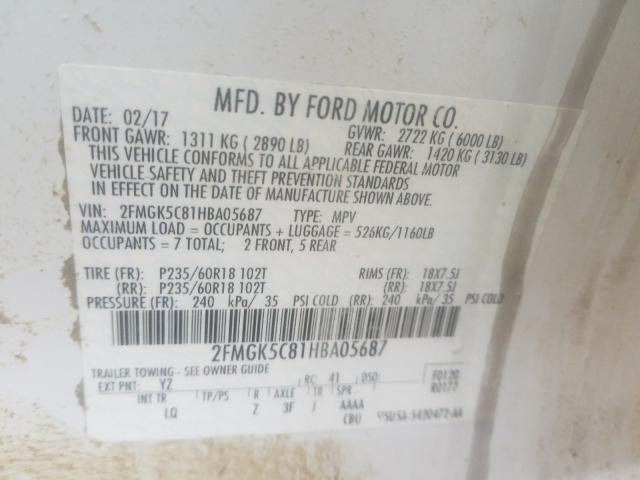 2017 FORD FLEX SEL 2FMGK5C81HBA05687
