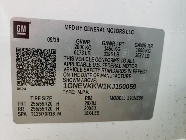 2019 CHEVROLET TRAVERSE P 1GNEVKKW1KJ150059