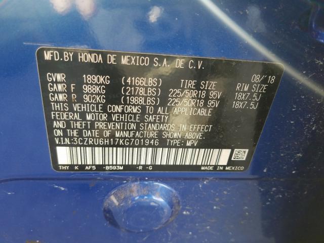 2019 HONDA HR-V SPORT 3CZRU6H17KG701946
