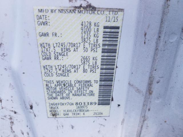 2016 NISSAN NV 1500 S 1N6BF0KY7GN803389