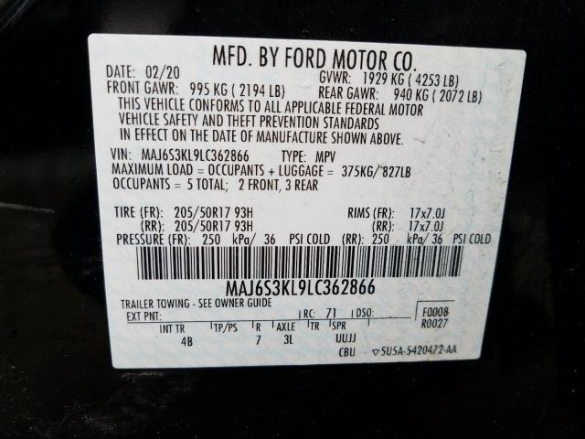 2020 FORD ECOSPORT T MAJ6S3KL9LC362866