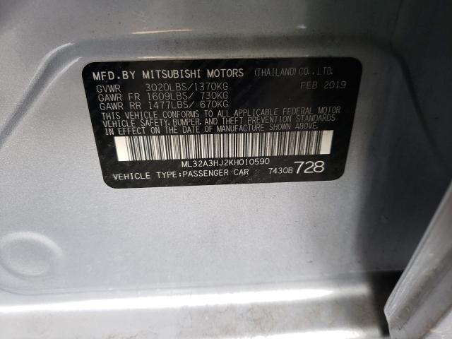 2019 MITSUBISHI MIRAGE ES ML32A3HJ2KH010590
