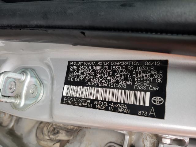 2012 TOYOTA PRIUS C JTDKDTB36C1510678