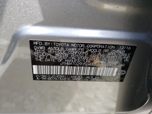 2017 LEXUS ES350 JTHBA1D29H5043255