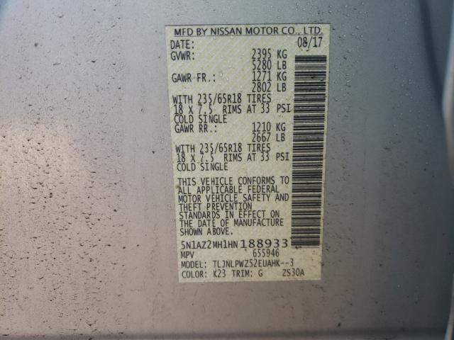 2017 NISSAN MURANO S 5N1AZ2MH1HN188933