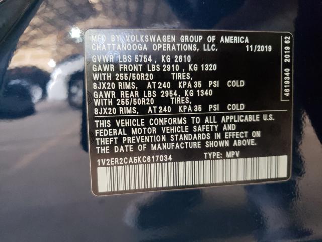 2019 VOLKSWAGEN ATLAS SEL 1V2ER2CA5KC617034