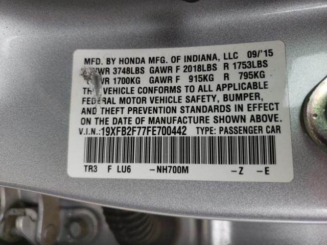 2015 HONDA CIVIC SE 19XFB2F77FE700442