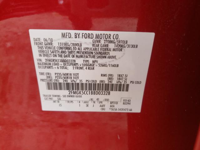 2011 FORD FLEX SEL 2FMGK5CC1BBD03328