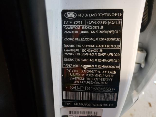 2011 LAND ROVER RANGE ROVE SALMF1D41BA346566