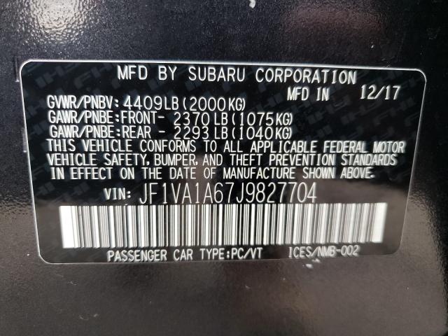 2018 SUBARU WRX JF1VA1A67J9827704