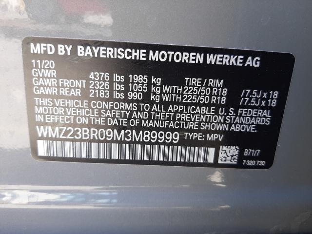 2021 MINI COOPER COU WMZ23BR09M3M89999