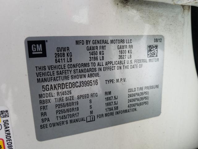 2012 BUICK ENCLAVE 5GAKRDED8CJ399516