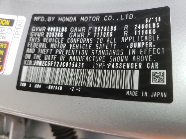 2018 HONDA CLARITY JHMZC5F12JC015626