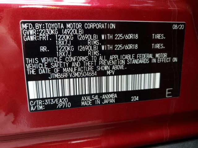 2021 TOYOTA RAV4 XLE P JTMB6RFV3MD504684
