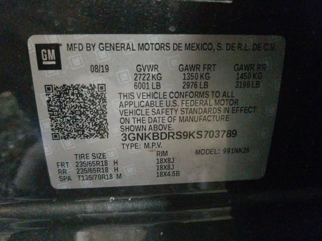 2019 CHEVROLET BLAZER 3LT 3GNKBDRS9KS703789