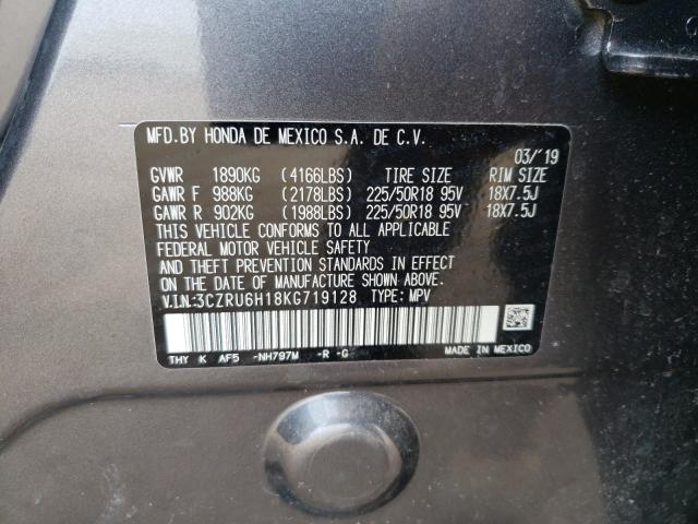 2019 HONDA HR-V SPORT 3CZRU6H18KG719128