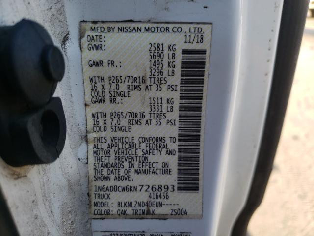 2019 NISSAN FRONTIER S 1N6AD0CW6KN726893