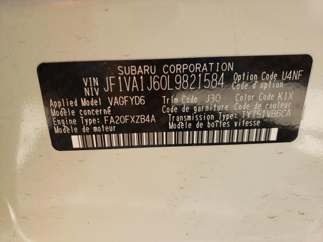 2020 SUBARU WRX LIMITE JF1VA1J60L9821584
