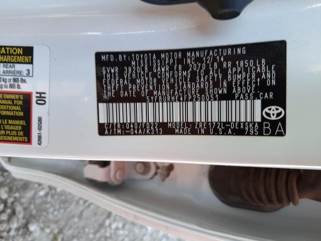 2015 TOYOTA COROLLA L 5YFBURHE4FP250051