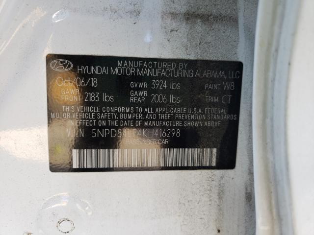 2019 HONDA ELANTRA 5NPD84LF4KH416298