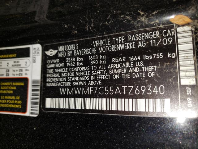 2010 MINI COOPER S WMWMF7C55ATZ69340