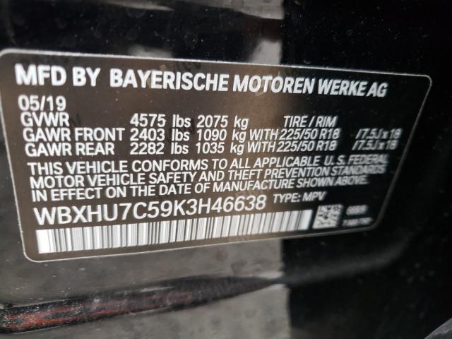 2019 BMW X1 SDRIVE2 WBXHU7C59K3H46638