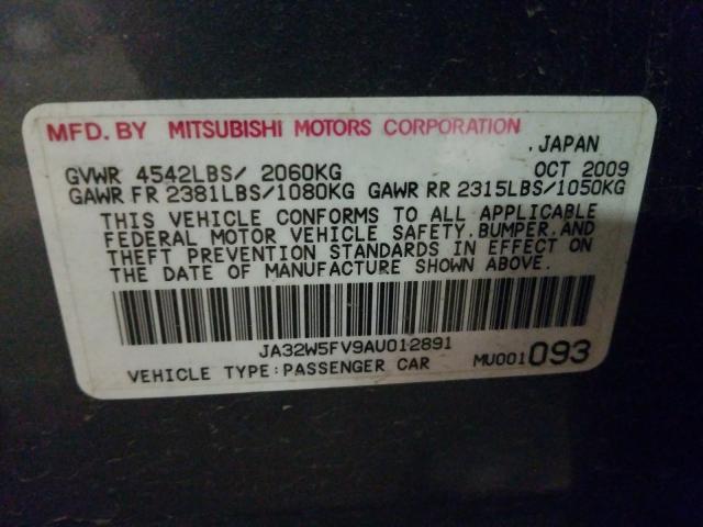 2010 MITSUBISHI LANCER EVO JA32W5FV9AU012891