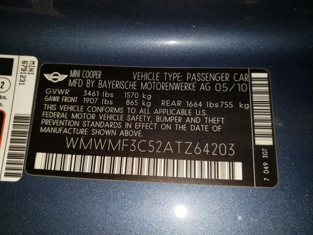 2010 MINI COOPER WMWMF3C52ATZ64203