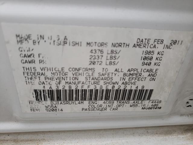 2011 MITSUBISHI GALANT FE 4A32B2FF3BE022149
