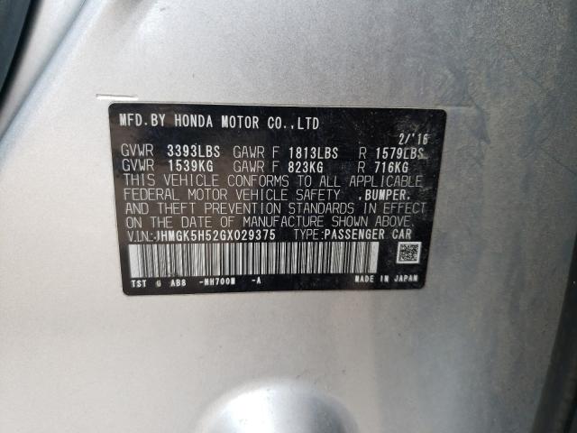 2016 HONDA FIT LX JHMGK5H52GX029375