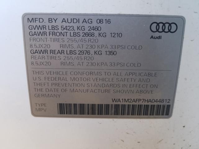 VIN WA1M2AFP7HA044812 2017 Audi Q5, Premium Plus no.10