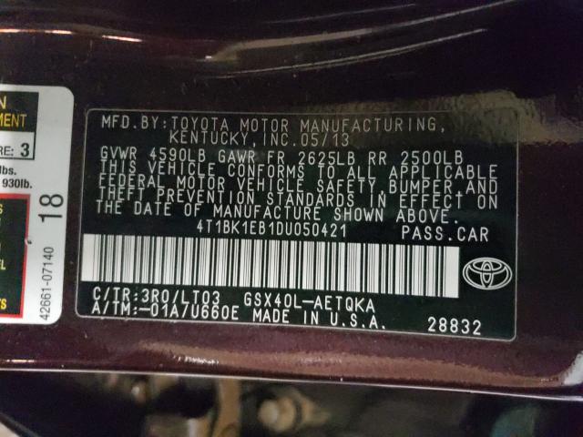 2013 TOYOTA AVALON BAS 4T1BK1EB1DU050421